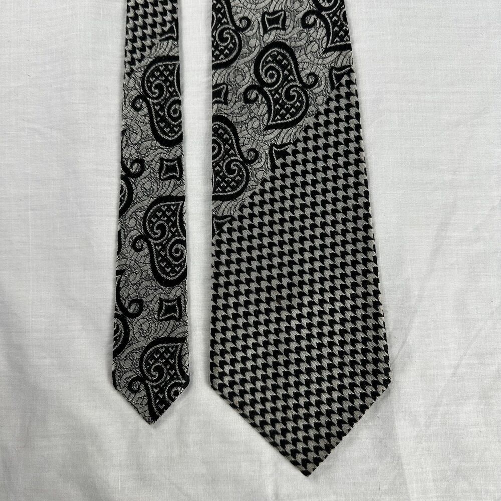 Unique Vintage Rhodia Designer Black Paisley Pattern Woven in France 56”L  X 4”W